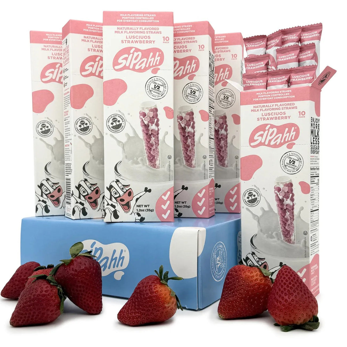 LUSCIOUS STRAWBERRY 60 STRAW PACK FLAVORED MILK STRAWS-0