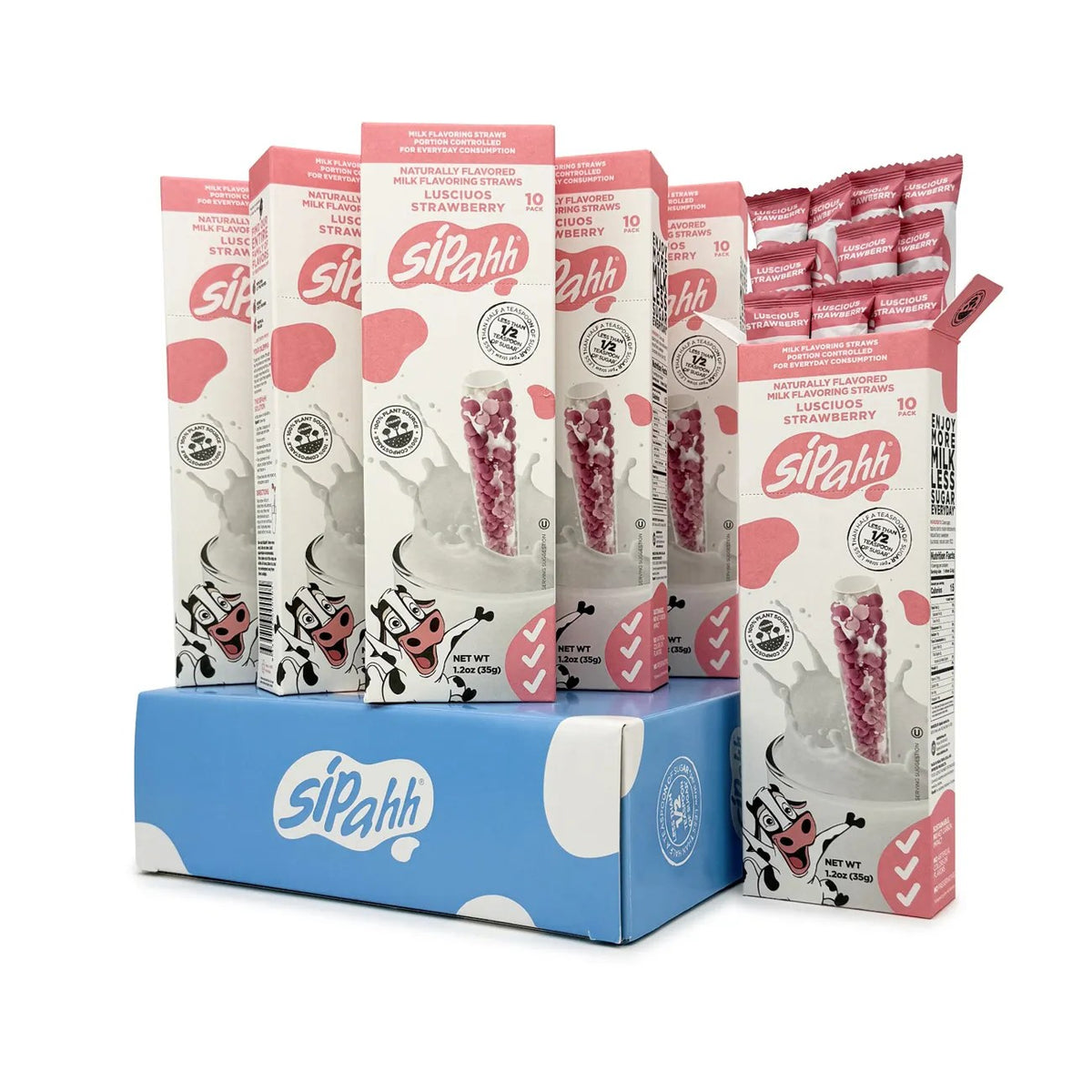 LUSCIOUS STRAWBERRY 60 STRAW PACK FLAVORED MILK STRAWS-1