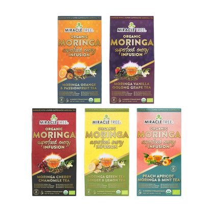 Organic Moringa Energy Tea Bundle - Starter Set - 5 Flavors - Natural Coffee Alternative-0