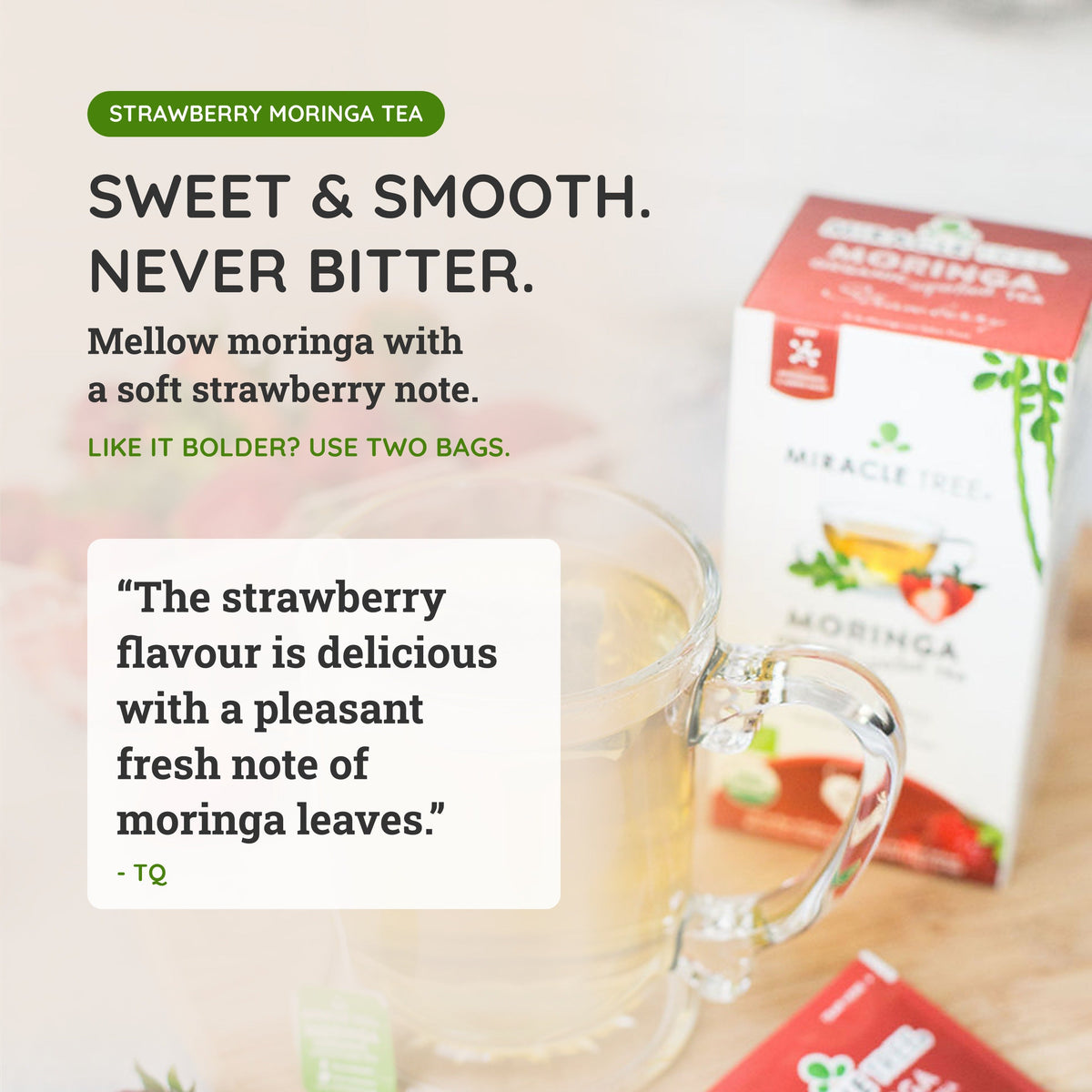 Organic Moringa Tea - Strawberry - Caffeine-Free Herbal Tea-2